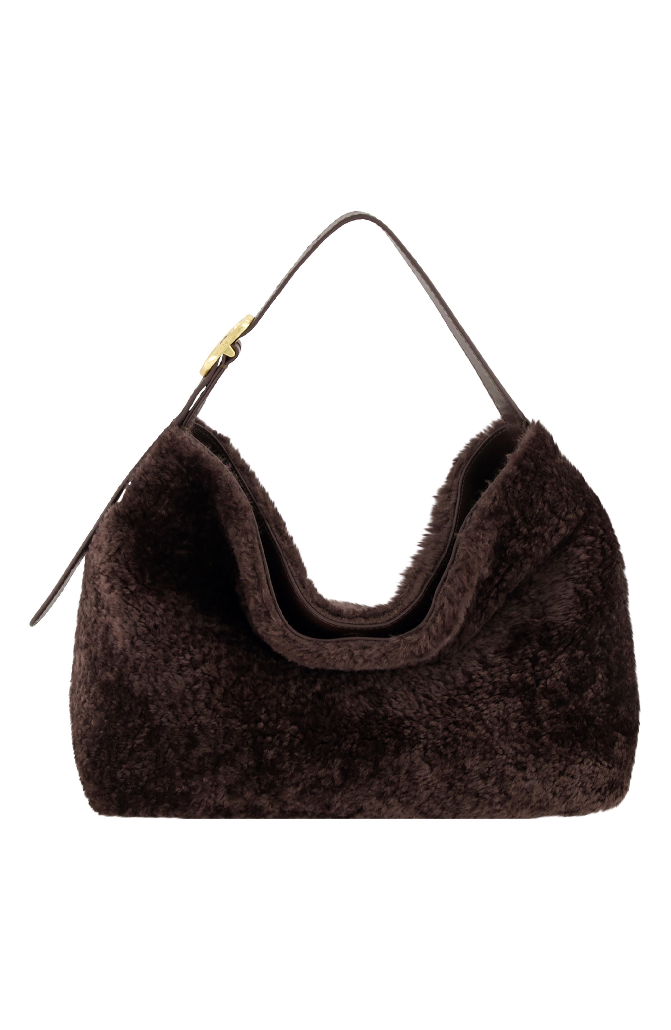 Vivian Small Shearling Hobo Bag, Main, color, SMOKED TRUFFLE