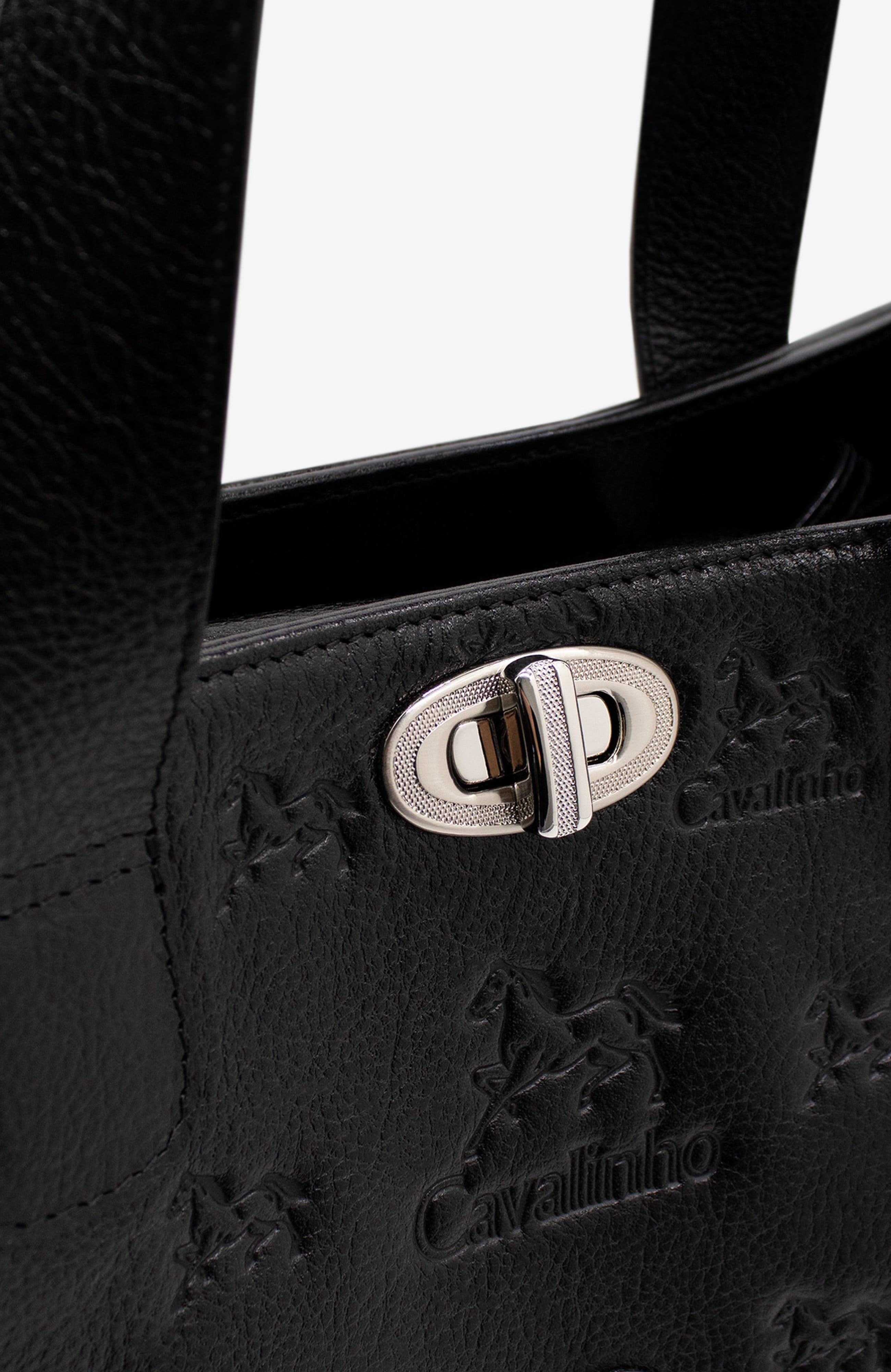 Cavalo Lusitano Leather Handbag 551, Alternate, color, Black