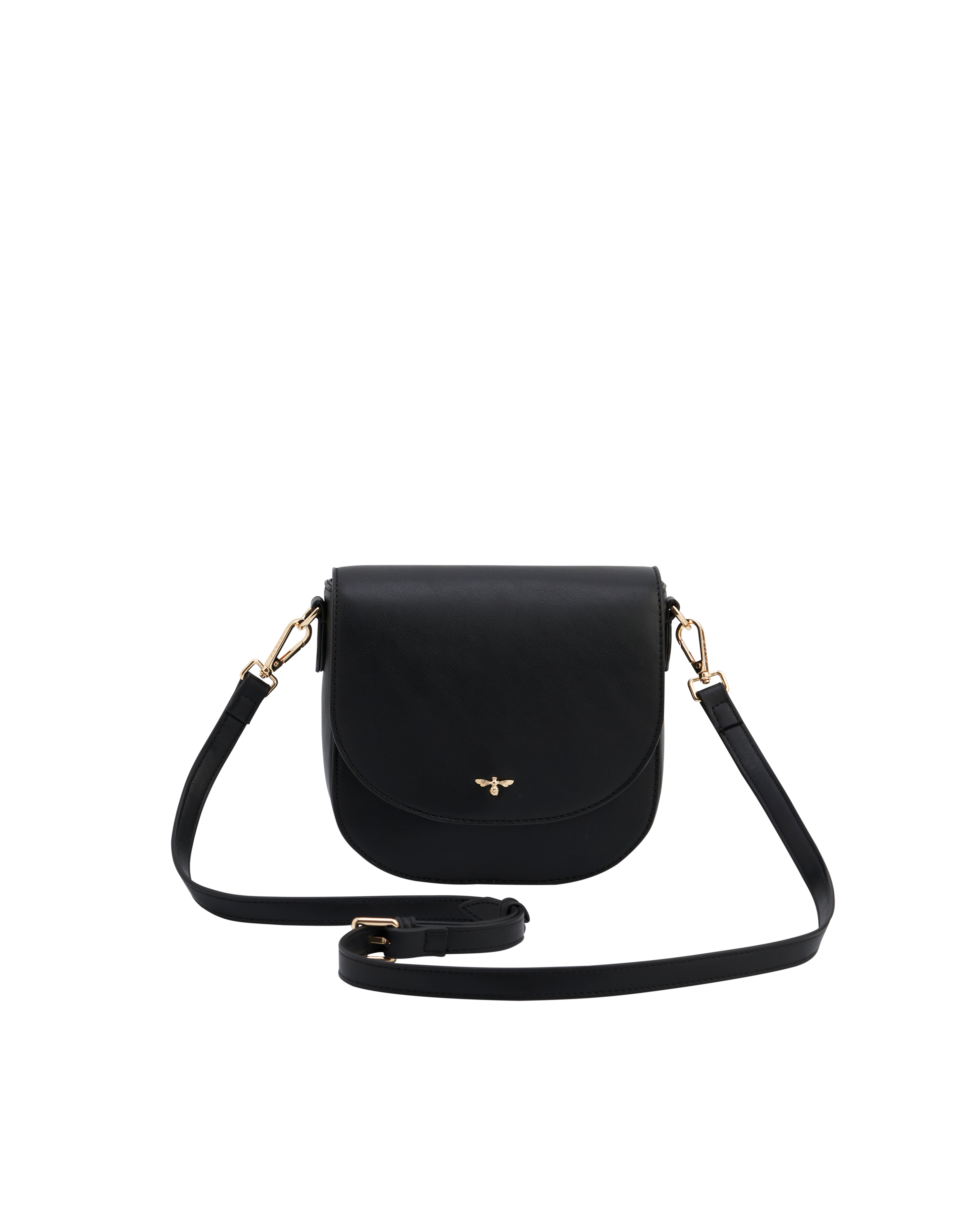 Fable England Beth Saddle Crossbody Purse, Main, color, Black