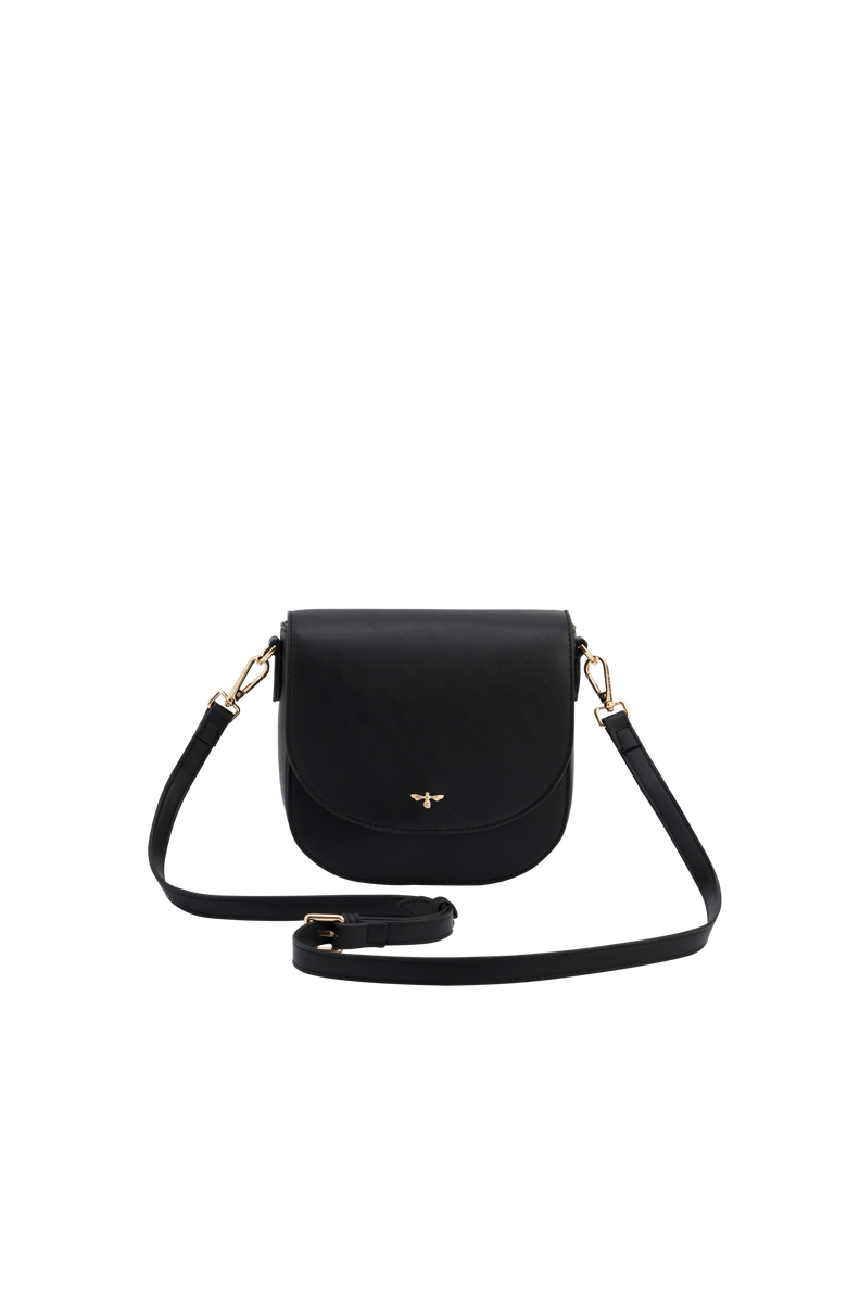 Fable England Beth Saddle Crossbody Purse, Main, color, Black