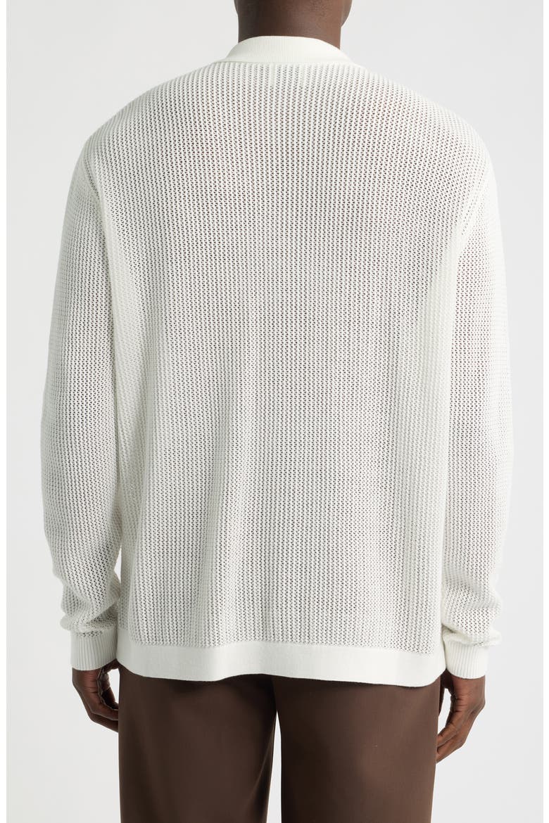 Feriando Long Sleeve Floral Cotton Knit Camp Shirt, Alternate, color, IVORY-10