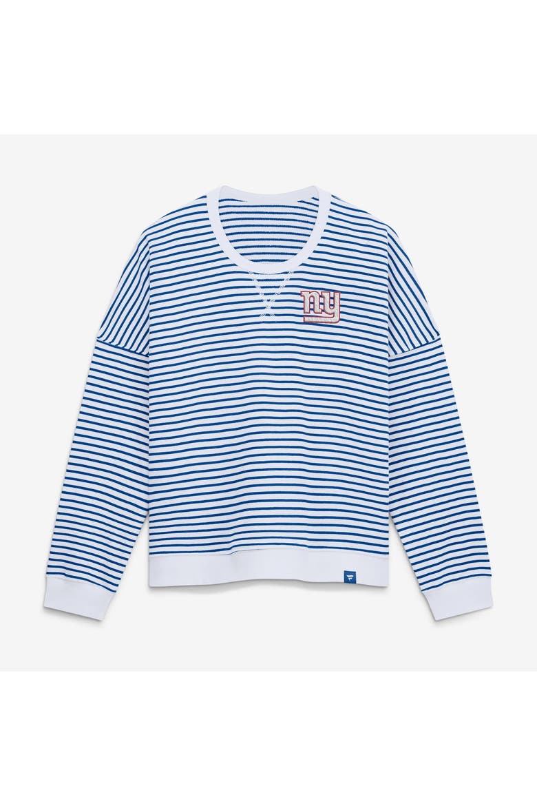 Women's Fanatics White/Royal New York Giants Striped Oversized French Terry Sweatshirt, Main, color, White
