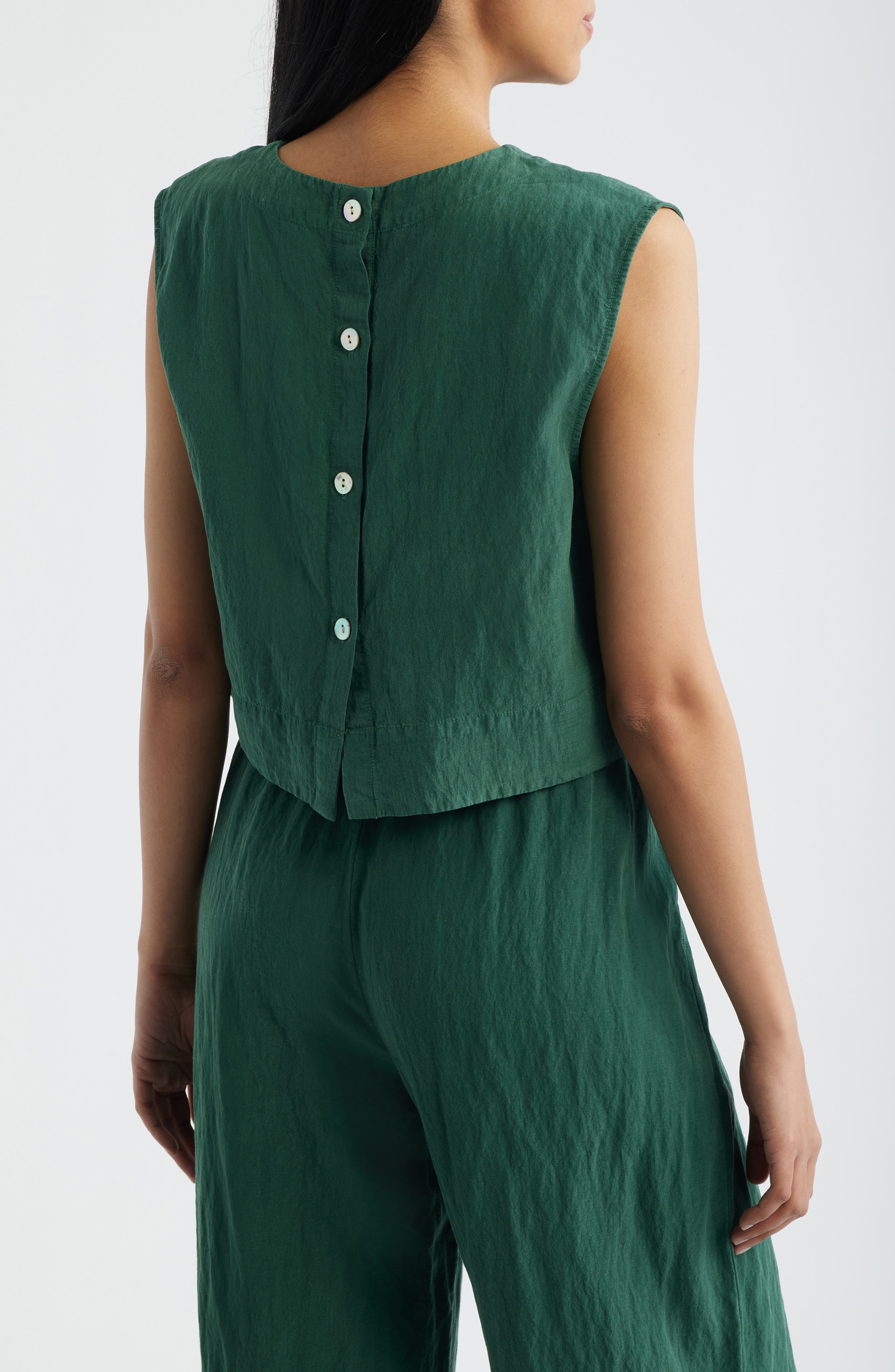 Boxy Back Button Sleeveless Top - image 2