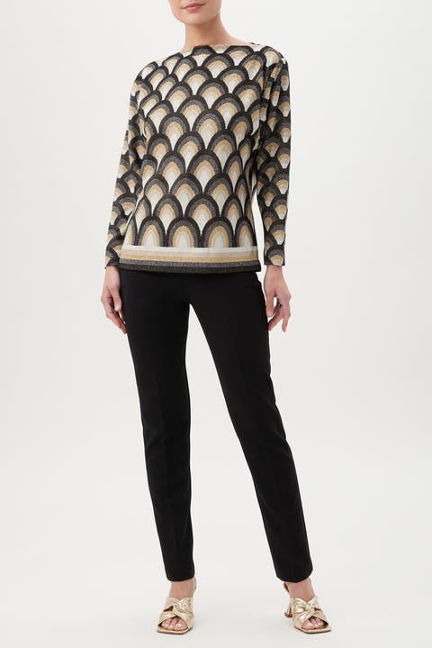 Minato Printed Knit Jacquard Long Sleeve Top