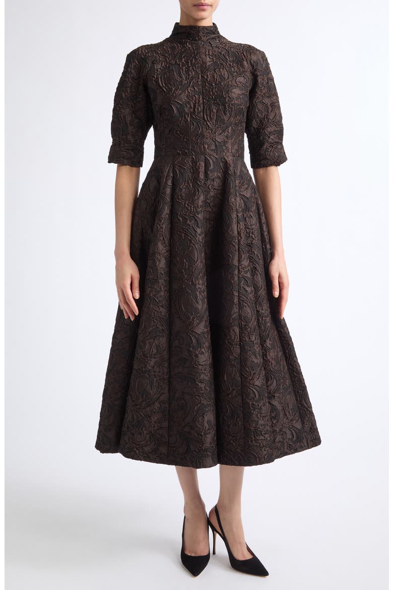 Quinley Jacquard Midi Dress, Main, color, CHOCOLATE/BLACK