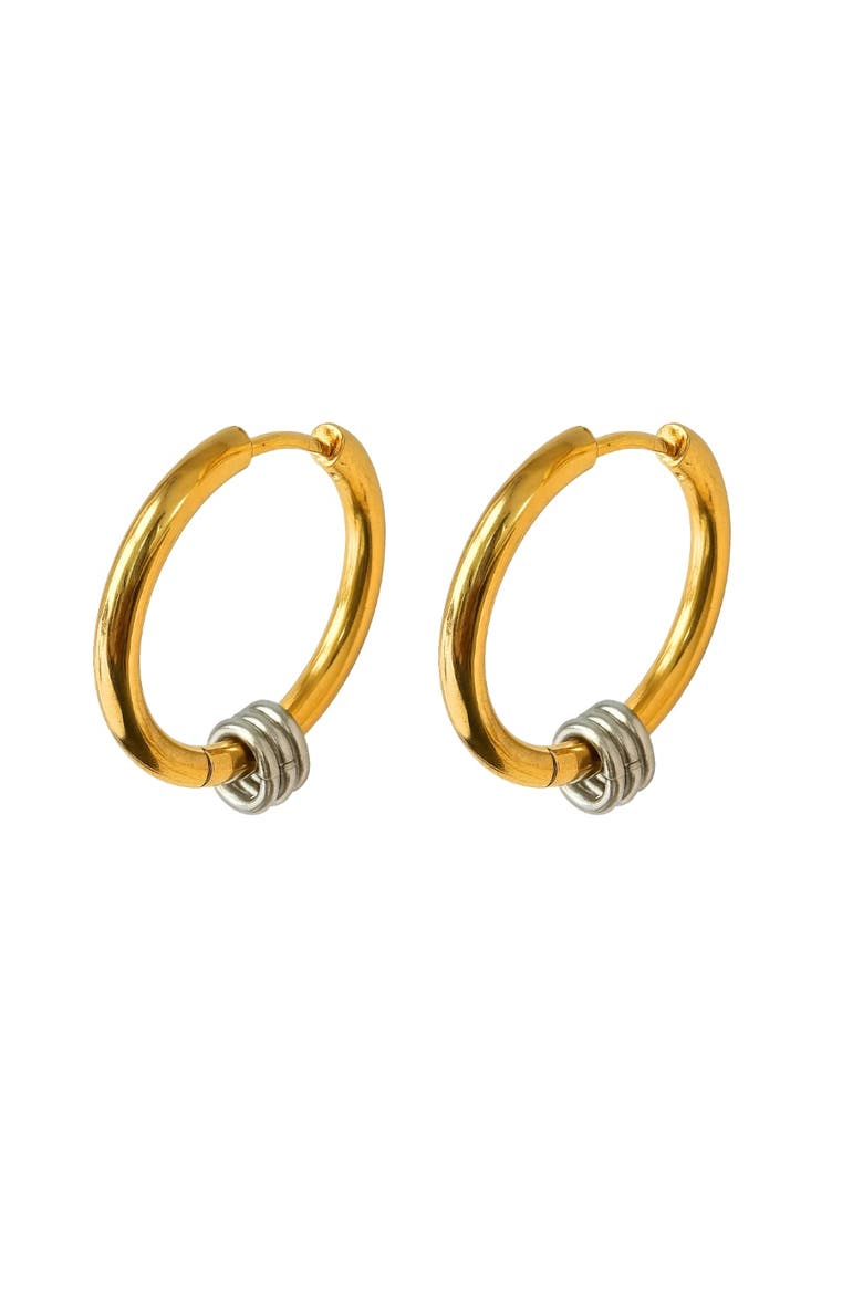 Signature Style Mixed Metal Two Tone Earrings, Main, color, Gold/ Silver