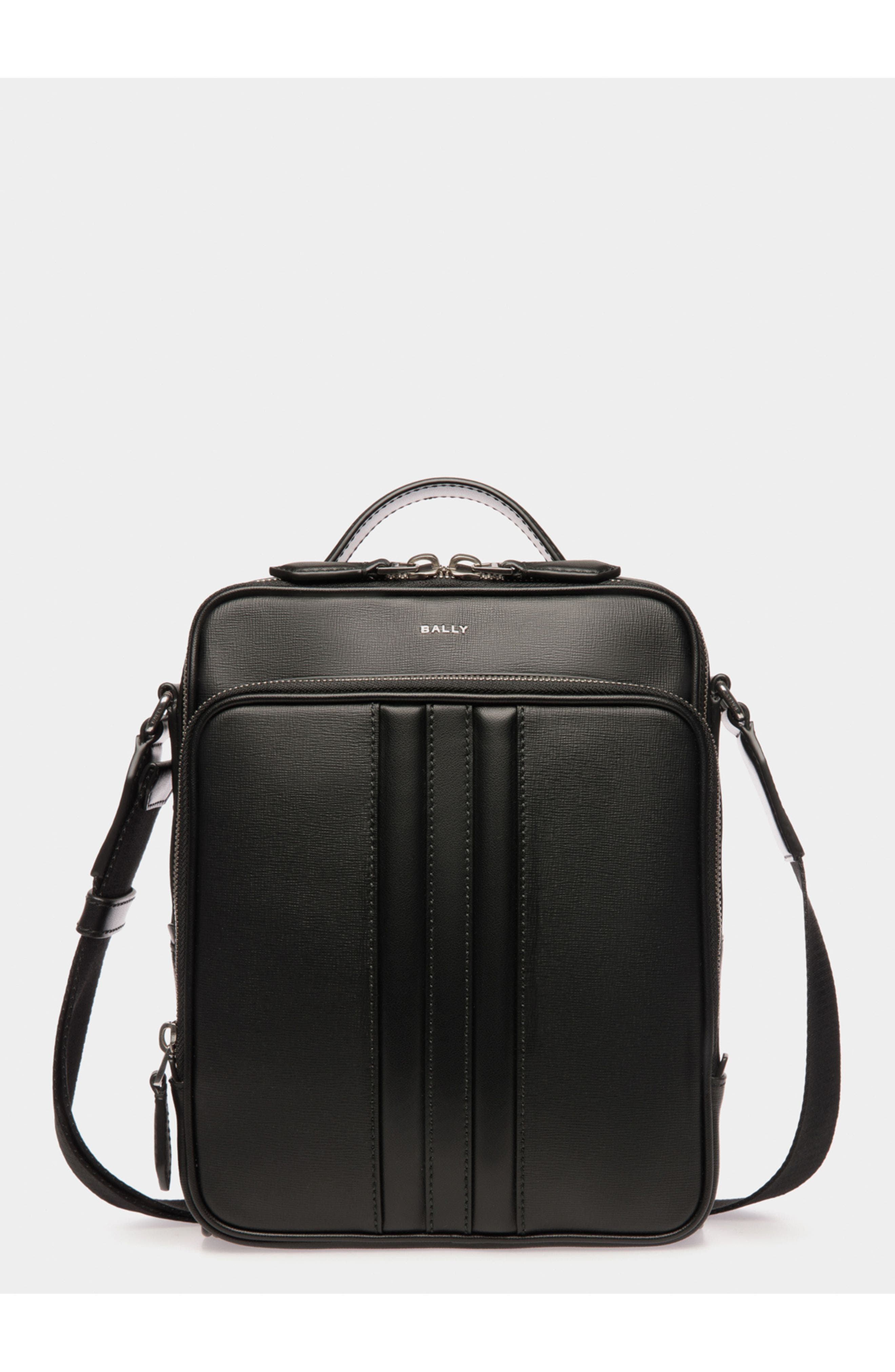 Bally Mythos Crossbody Bag In Recycled Leather, Main, color, Black+Palladio