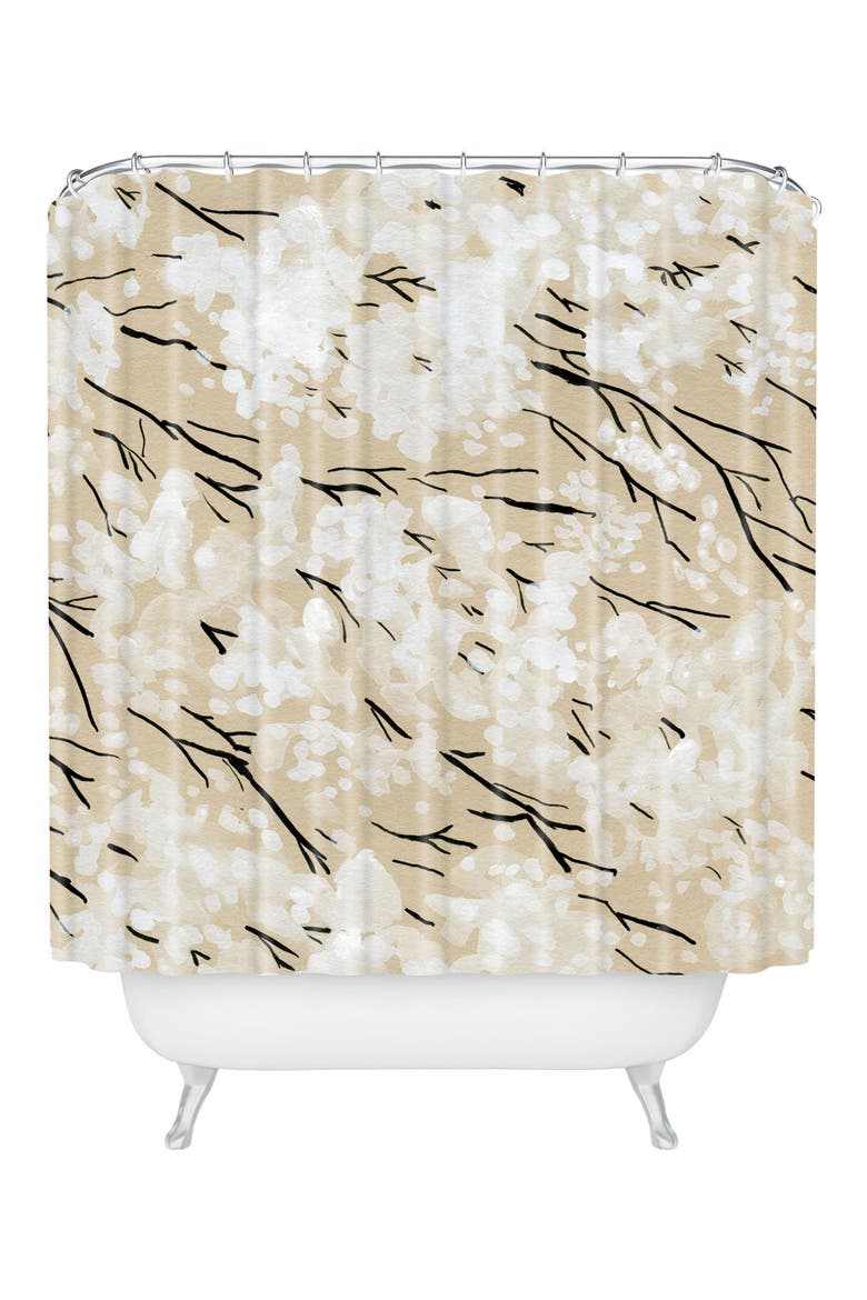 Blossom Shower Curtain, Main, color, BROWN/ WHITE