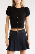 ALICE + OLIVIA Sabine Puff Sleeve Crop Cashmere Blend Sweater
