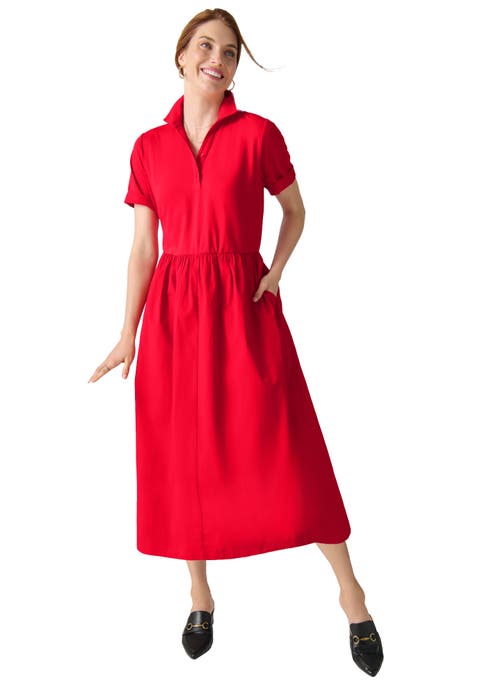 Mixed Media Poplin Shirt Dress (Plus)