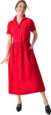 Jessica London Mixed Media Poplin Shirt Dress