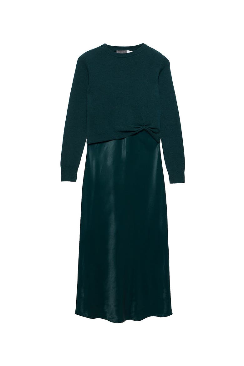 Layered Satin Midi Dress, Alternate, color, Green