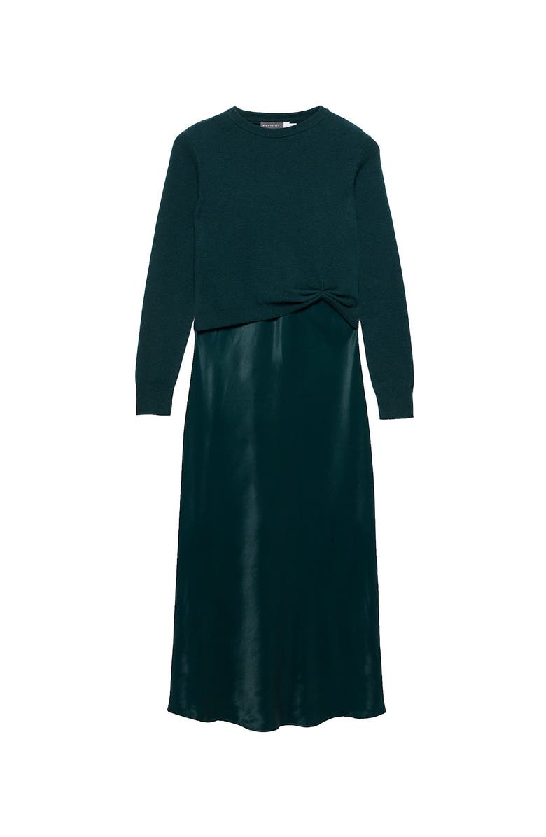 MINT VELVET Layered Satin Midi Dress, Alternate, color, Green