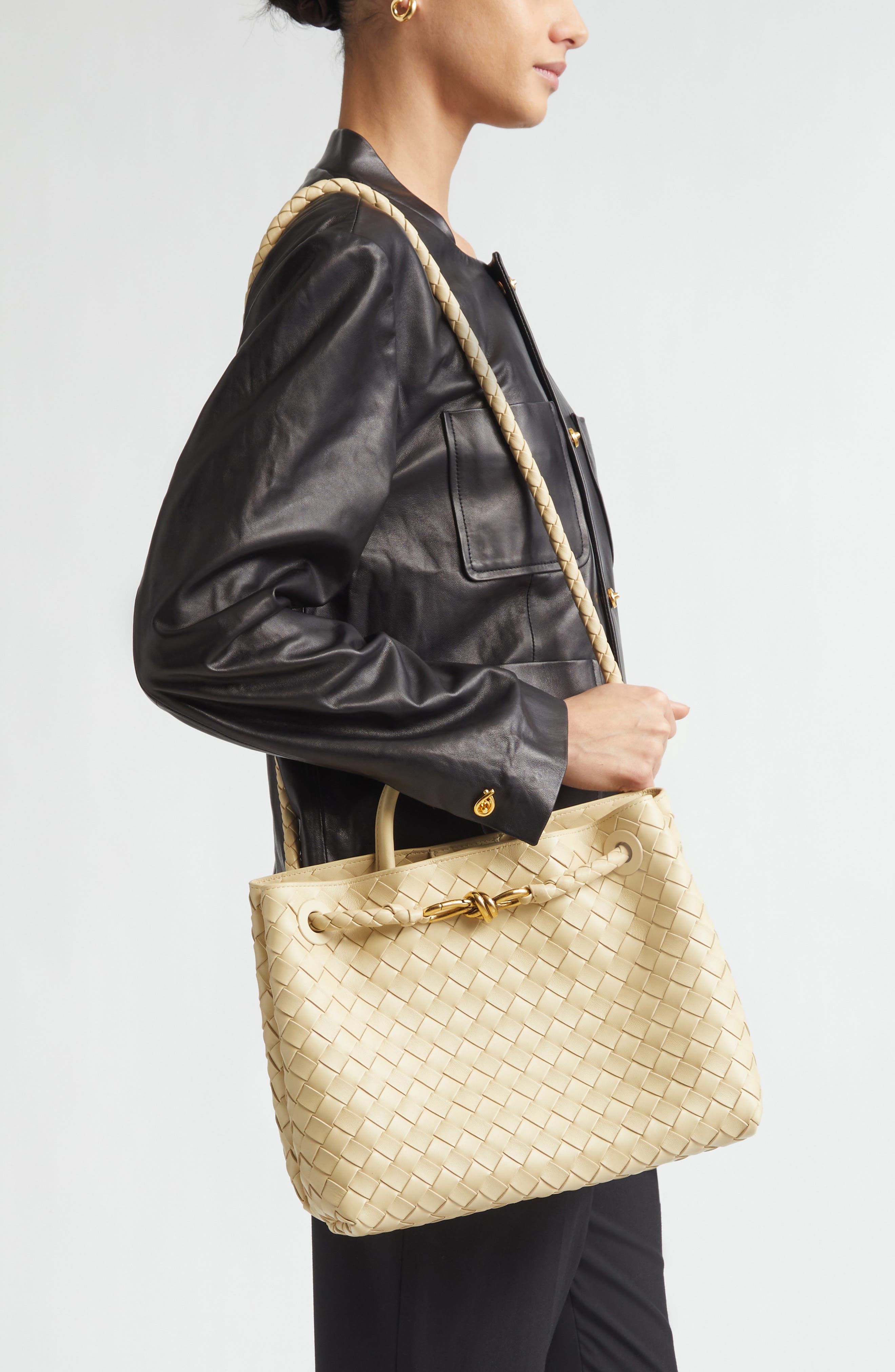 Medium Andiamo Intrecciato Shoulder Bag, Alternate, color, 9713 TUFO-MUSE BRASS