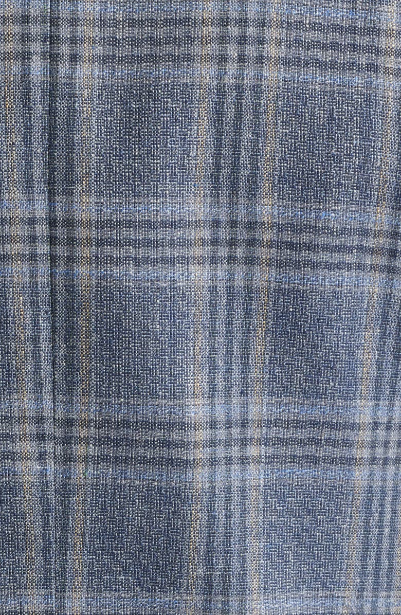 Nordstrom Henrik Trim Fit Italian Cotton & Linen Blend Jacket, Alternate, color, Navy Francesco Plaid