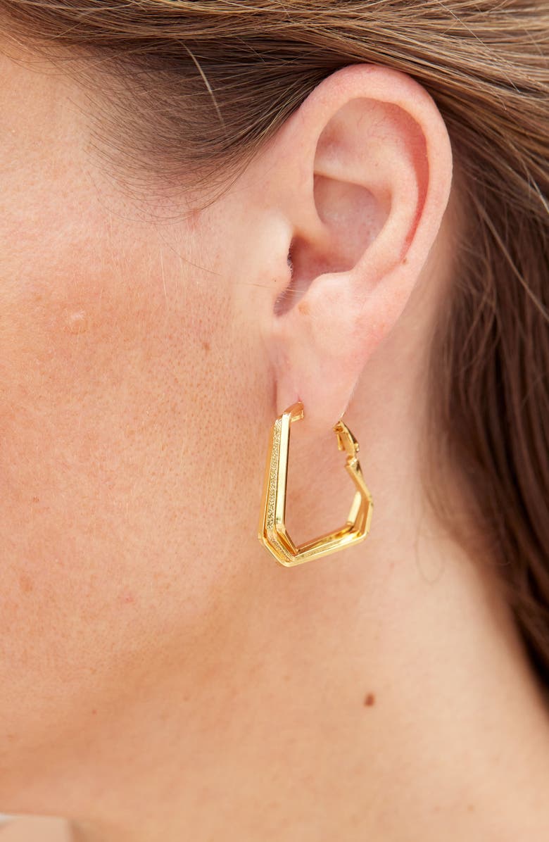 SAVVY CIE JEWELS Geometric Hoop Earrings, Alternate, color, Yellow