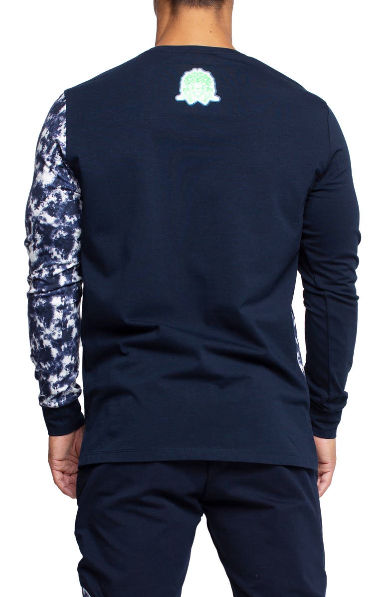 Maceoo Panel Tie Dye Blue Long Sleeve T-Shirt, Alternate, color, Blue