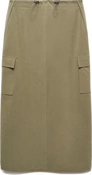 MANGO Bengala Cargo Midi Skirt