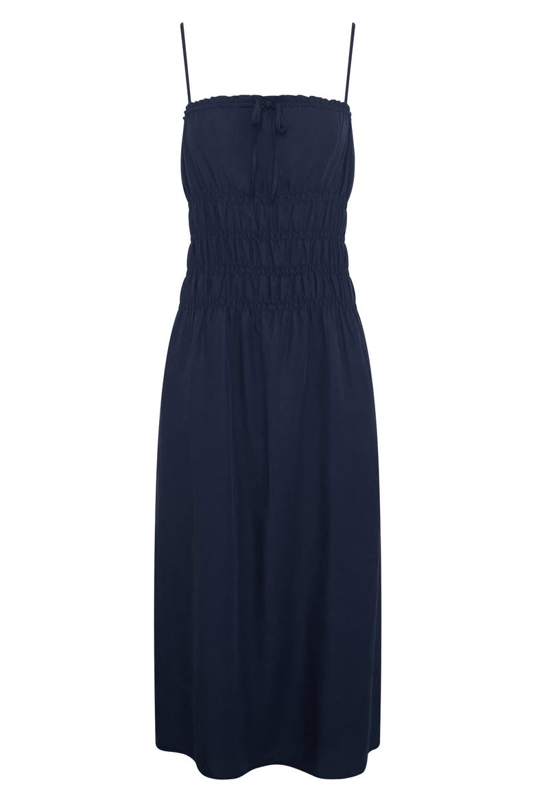 Smocked Midi Dress, Alternate, color, NAVY