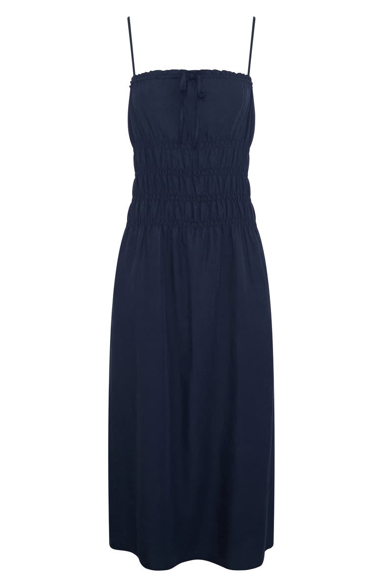 Onia Smocked Midi Dress, Alternate, color, Navy