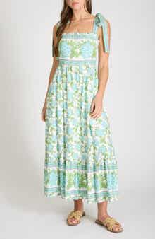 AUGUST SKY Bow Tied Shoulder Strap Midi Dress