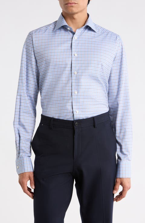 Contemporary Fit Check Organic Cotton Twill Dress Shirt