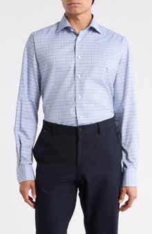 Eton Contemporary Fit Check Organic Cotton Twill Dress Shirt