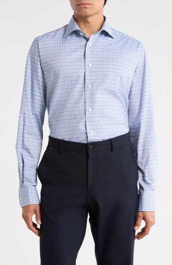 Eton Contemporary Fit Check Organic Cotton Twill Dress Shirt