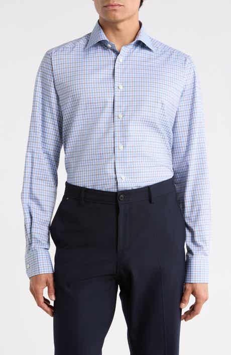 Eton Contemporary Fit Check Organic Cotton Twill Dress Shirt