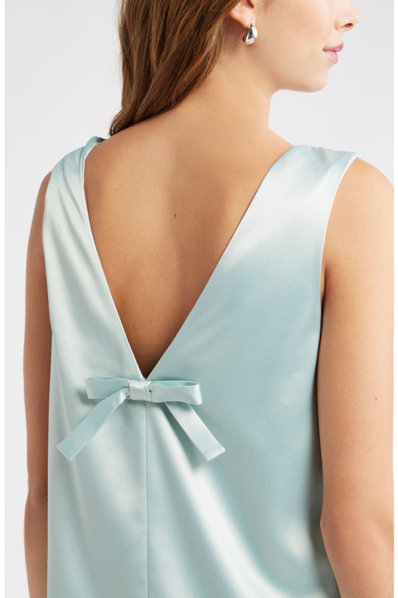 Sleeveless Satin Dress with Back Bow Accent, Alternate, color, BLUE CLOUD