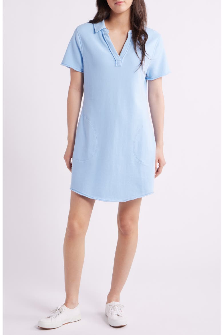 Marina Del Mar Cotton Brushed Fleece Minidress, Main, color, CHAMBRAY BLUE