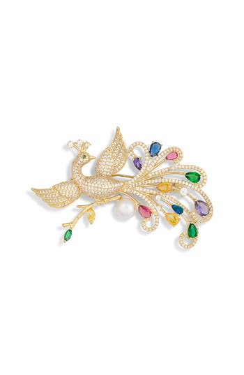 Eye Candy Los Angeles Moana Cubic Zirconia Bird Of Paradise Brooch