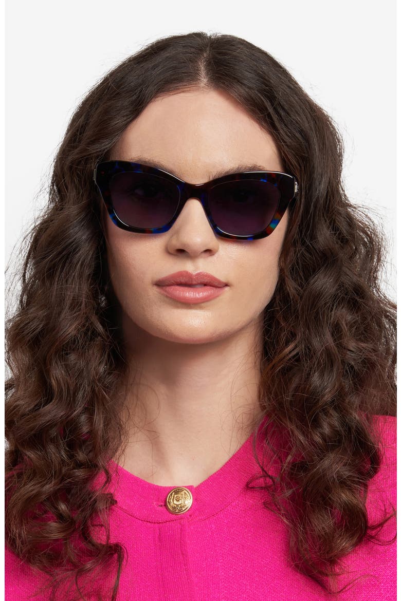 daina 51mm gradient cat eye sunglasses, Alternate, color, BLUE HAVANA/ DARK GREY SF