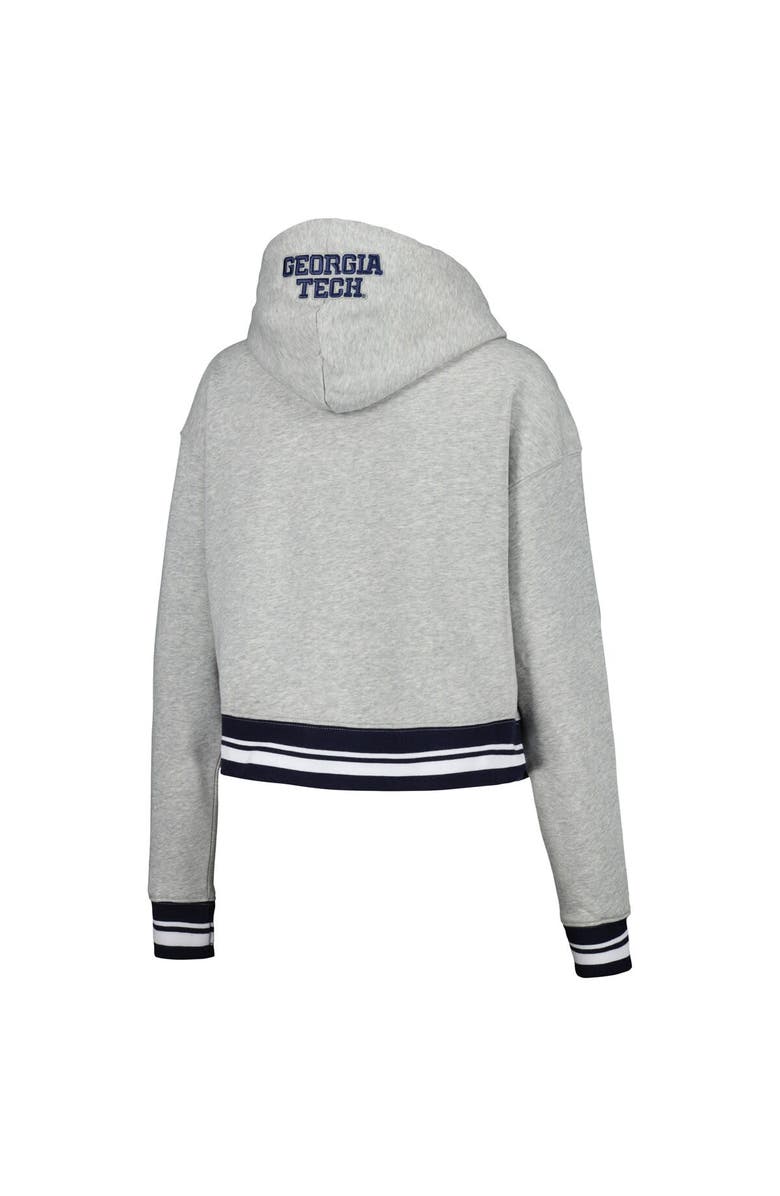 PRO STANDARD Women's Pro Standard Heather Gray Georgia Tech Yellow Jackets Script Tail Fleece Cropped Pullover Hoodie, Alternate, color, Heather Gray