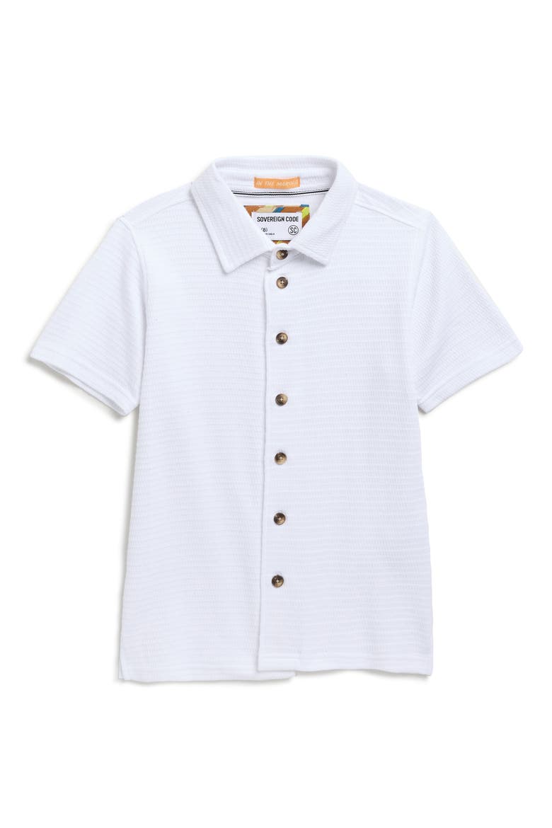 Kids' Knoven Connect Short Sleeve Button-Up Shirt, Main, color, WHITE