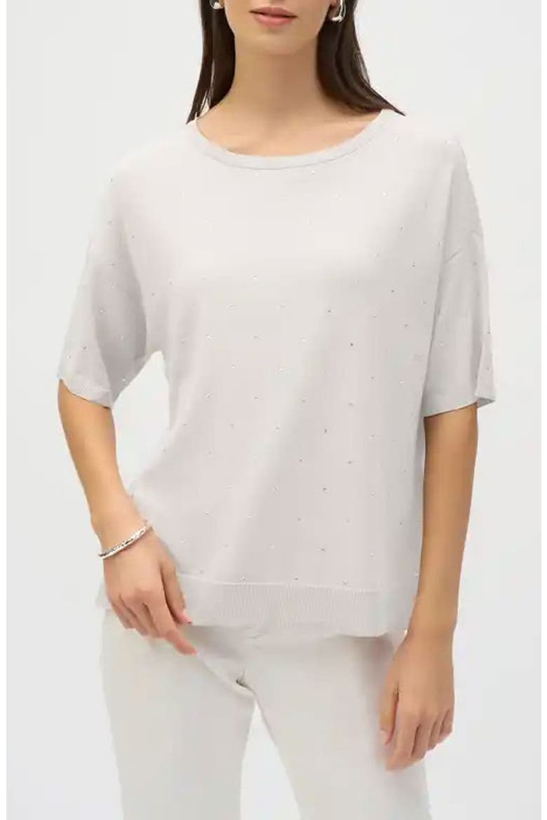 Beaded Short Sleeve Knit Top, Main, color, VANILLA