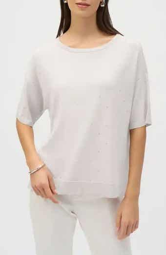 Beaded Short Sleeve Knit Top