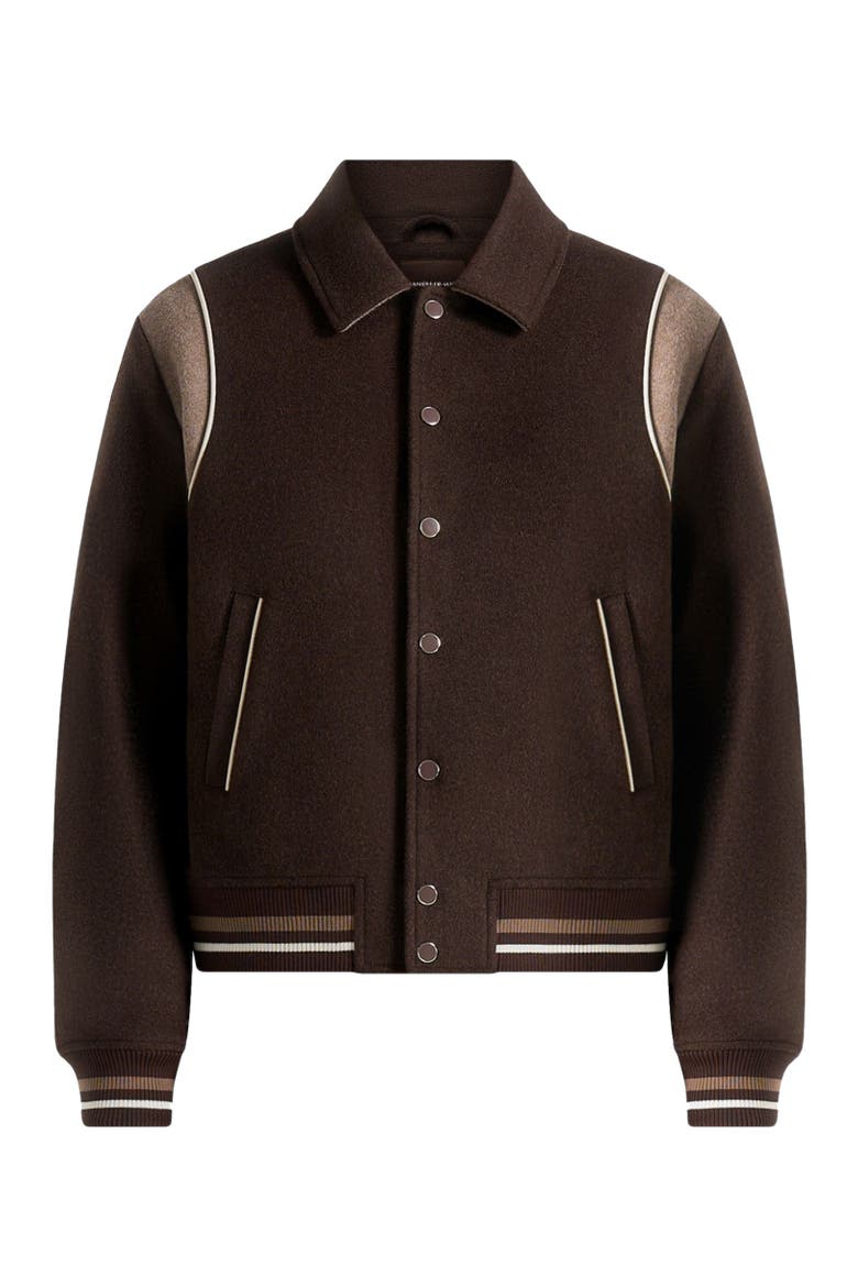 Nico Contrast Wool Varsity Jacket, Alternate, color, Brown