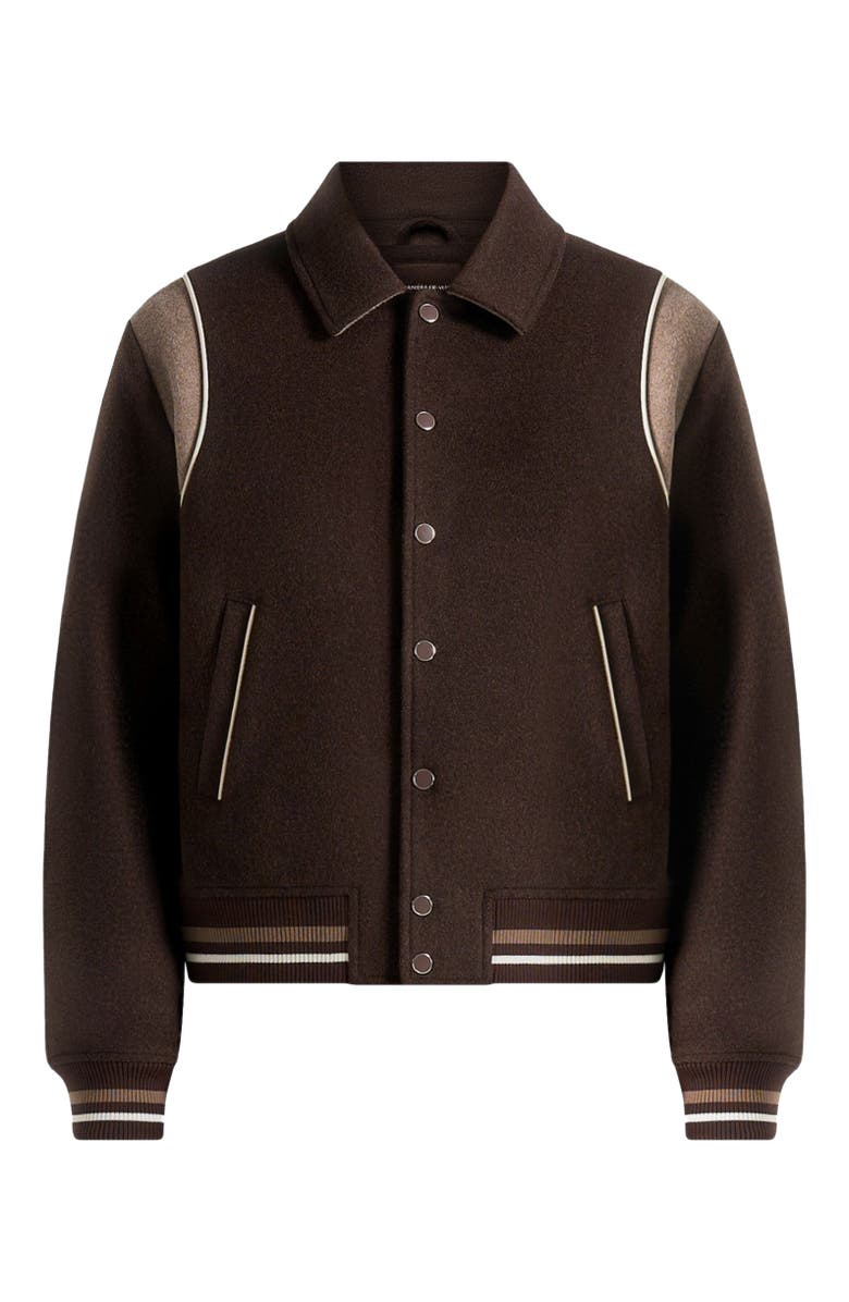 Manière De Voir Nico Contrast Wool Varsity Jacket, Alternate, color, Brown