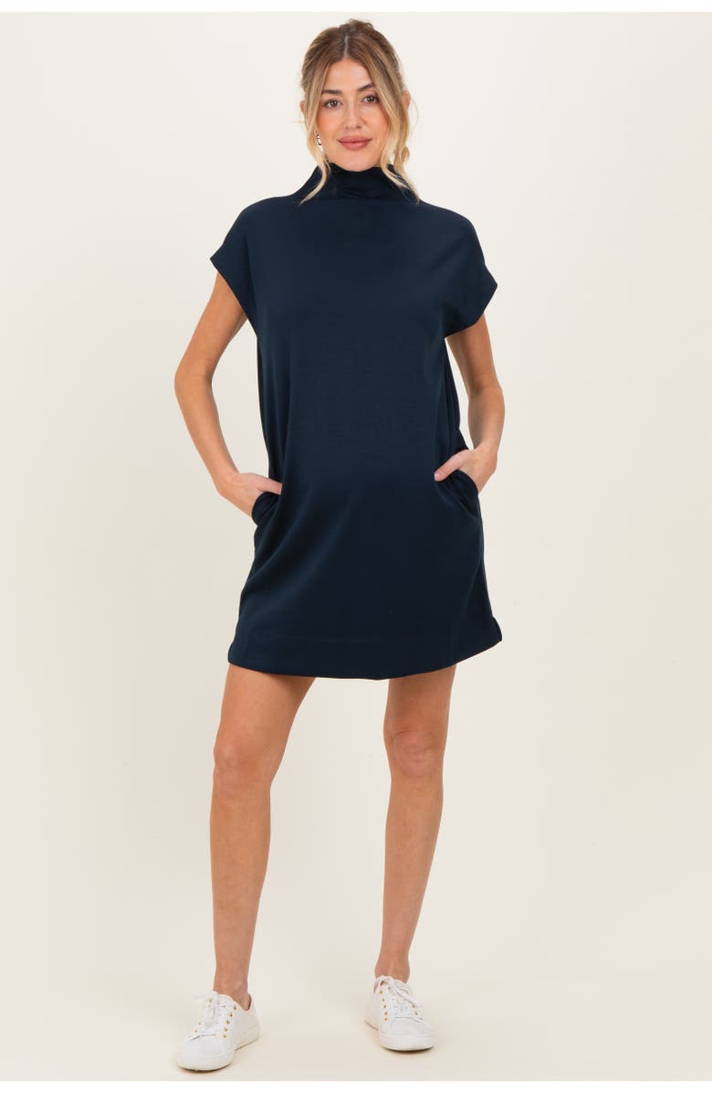 PinkBlush Mock Neck Mini Dress, Main, color, Navy Blue