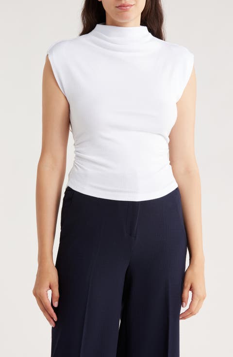 Amara Ruched Cowl Neck Rib T-Shirt