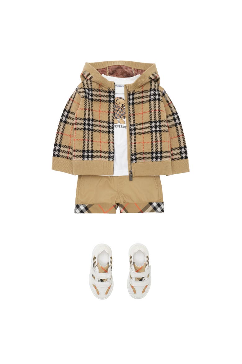 Check Wool Zip Hoodie, Alternate, color, Sand beige