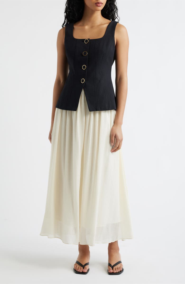 MOON RIVER Sleeveless Two-Piece Dress, Main, color, Black/ Ivory