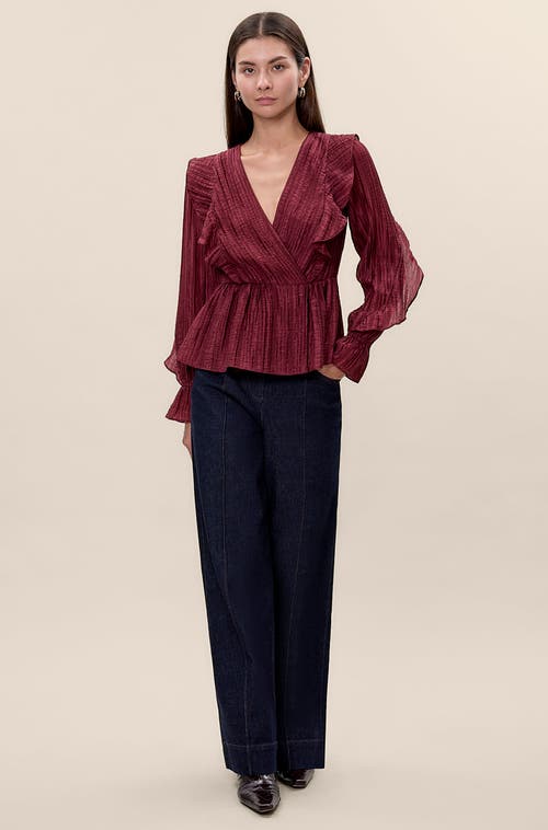 Rebecca Taylor Olivia Ruffle Blouse In Red