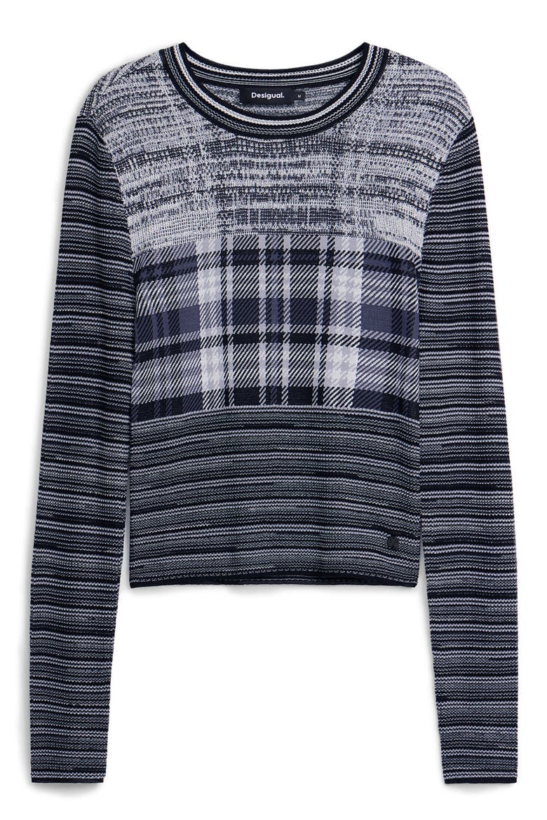 Chan Plaid Knit Top, Alternate, color, BLACK
