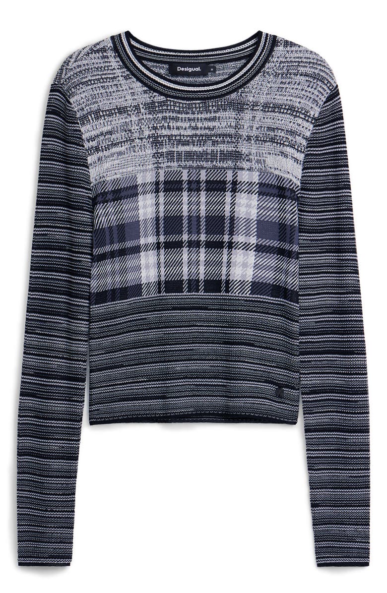 Desigual Chan Plaid Knit Top, Alternate, color, 