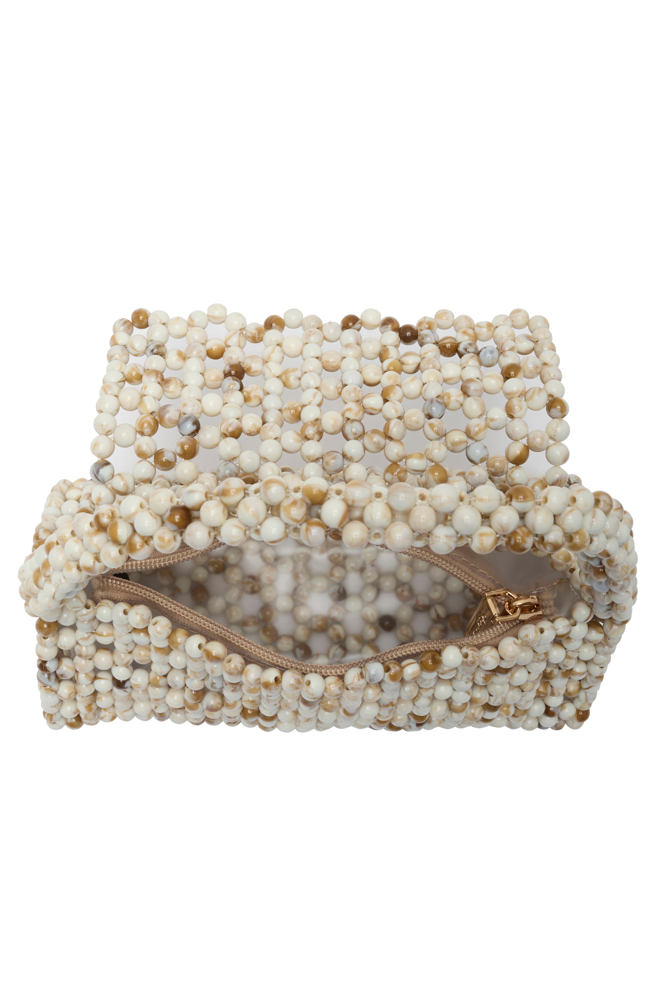 Amrita Faux Pearl Top Handle Bag, Alternate, color, NATURAL