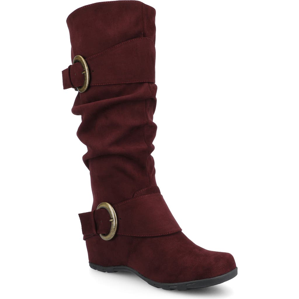 Journee Collection Journee Jester Side Buckle Tall Boot In Burgundy