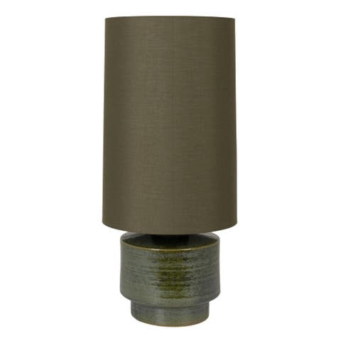 Cream Stoneware Table Lamp with Linen Shade