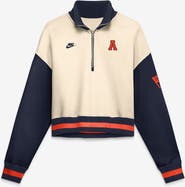 Nike Women's Nike Natural/Navy Auburn Tigers Oversized Legacy Color Block Cropped Quarter-Zip Pullover